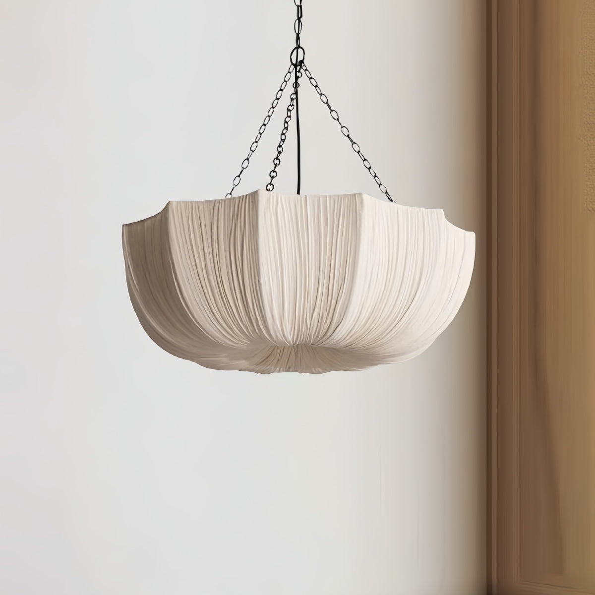 French vintage fabric pendant light with eco-friendly linen shade for warm ambient lighting in living and dining areas