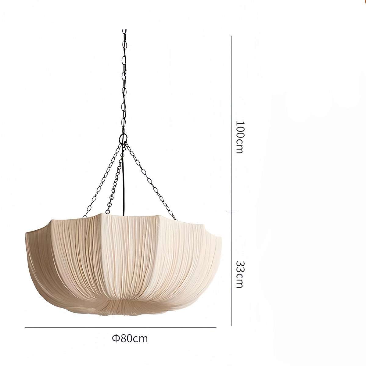 French vintage fabric pendant light with eco-friendly linen shade and warm ambient lighting