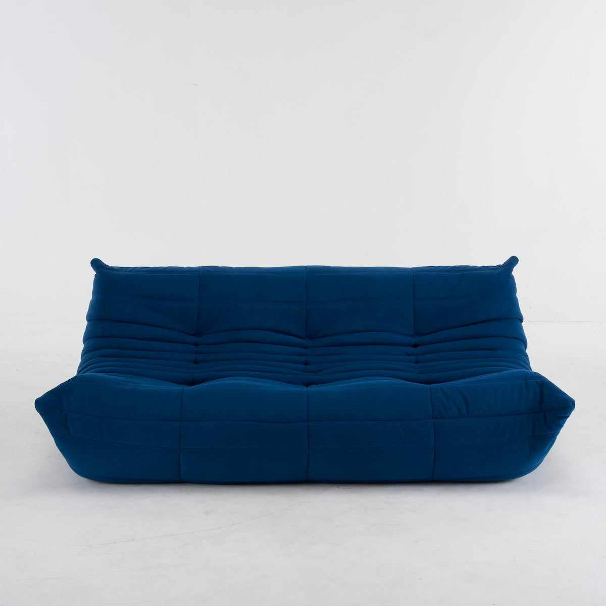 Luxurious navy 3 seater sofa Caterpillar Couch in suede fabric for comfort and style