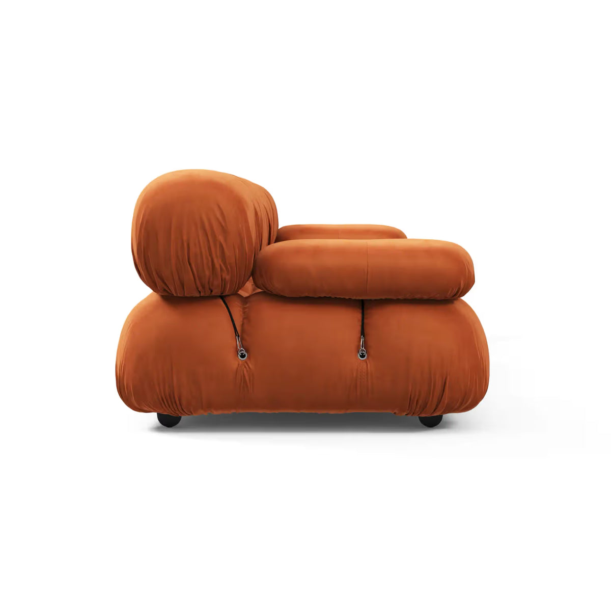Camaleonda modular sofa in luxurious chenille fabric with brass connectors and wood feet