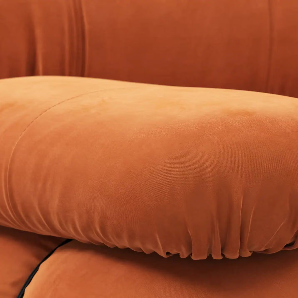 Camaleonda modular sofa in luxurious chenille fabric with brass rings and wooden feet, modular design