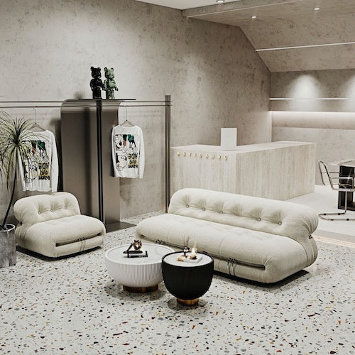 Sofa Set: Stylish Retro Seating with Sleek Lines & Plush Comfort - sparkledecor.com