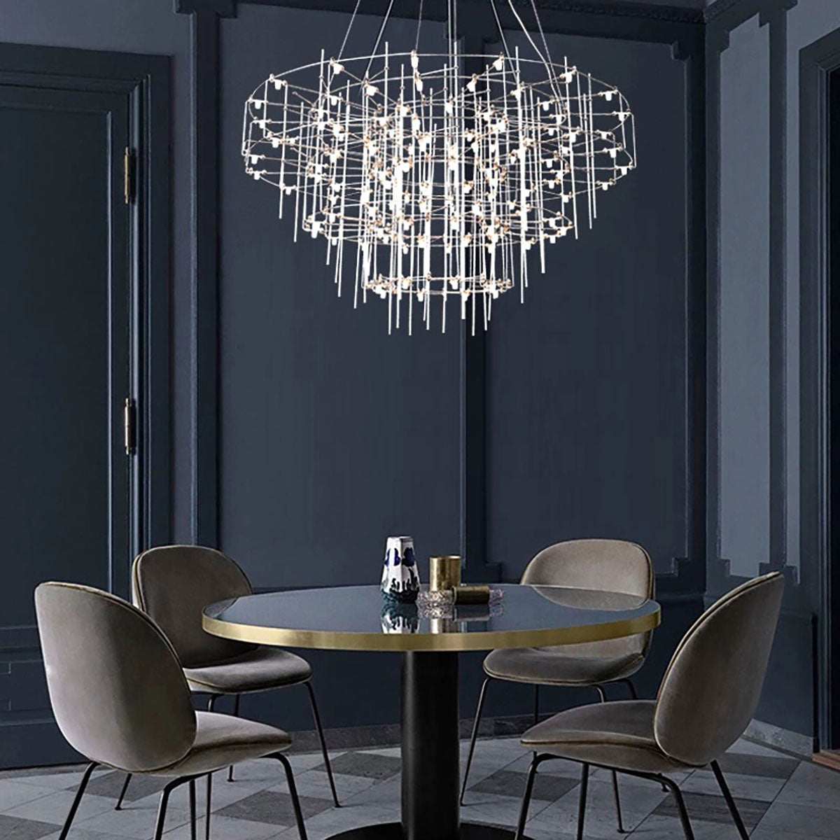 Modern starry sky pendant lamp stainless steel chandelier over dining table