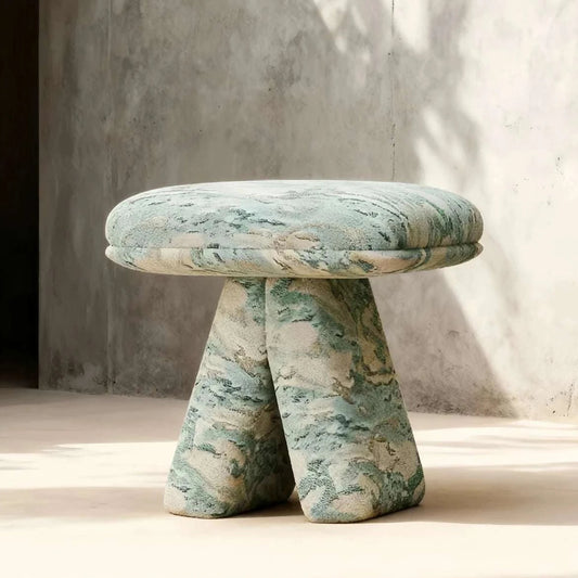 Nordic designer accent stool with textured fabric and 45D sponge filling for living room and bedroom