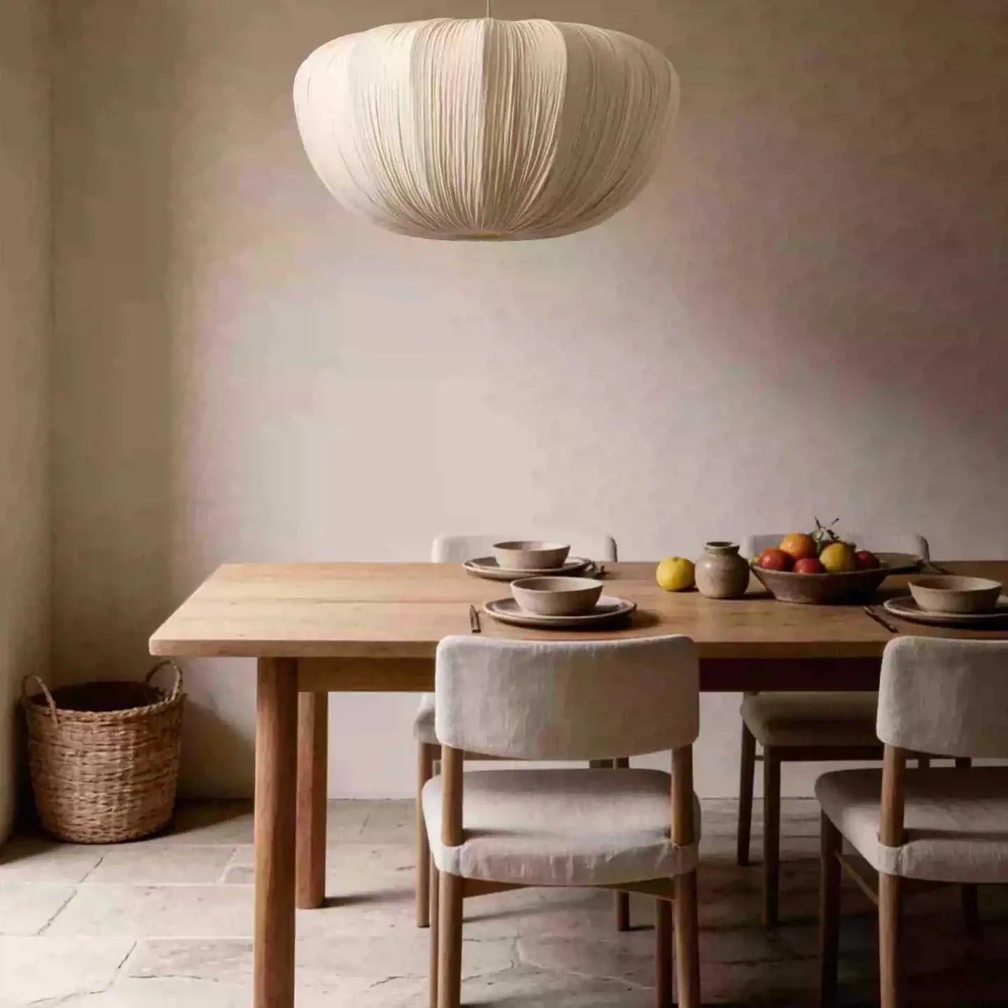 Wabi‑Sabi Fabric Pendant Light‑Mid‑Century Japanese Lamp for Dining Room & Teahouse