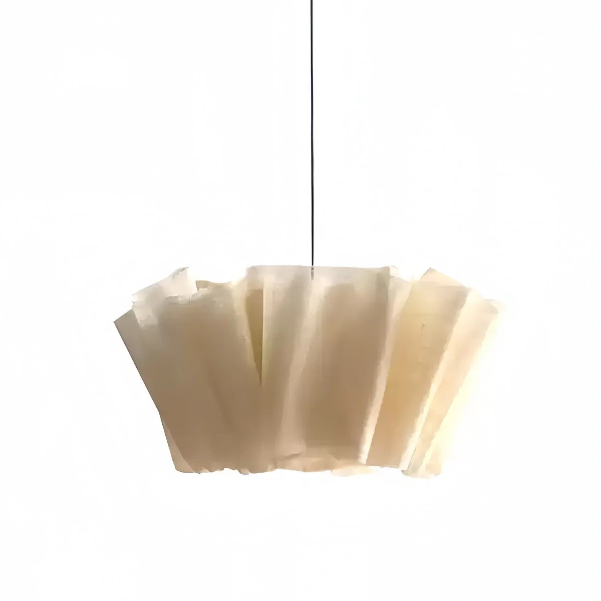 Minimalist pendant light with natural plant fiber shade and metal base, Nordic wabi-sabi design for dining room and bedroom lighting