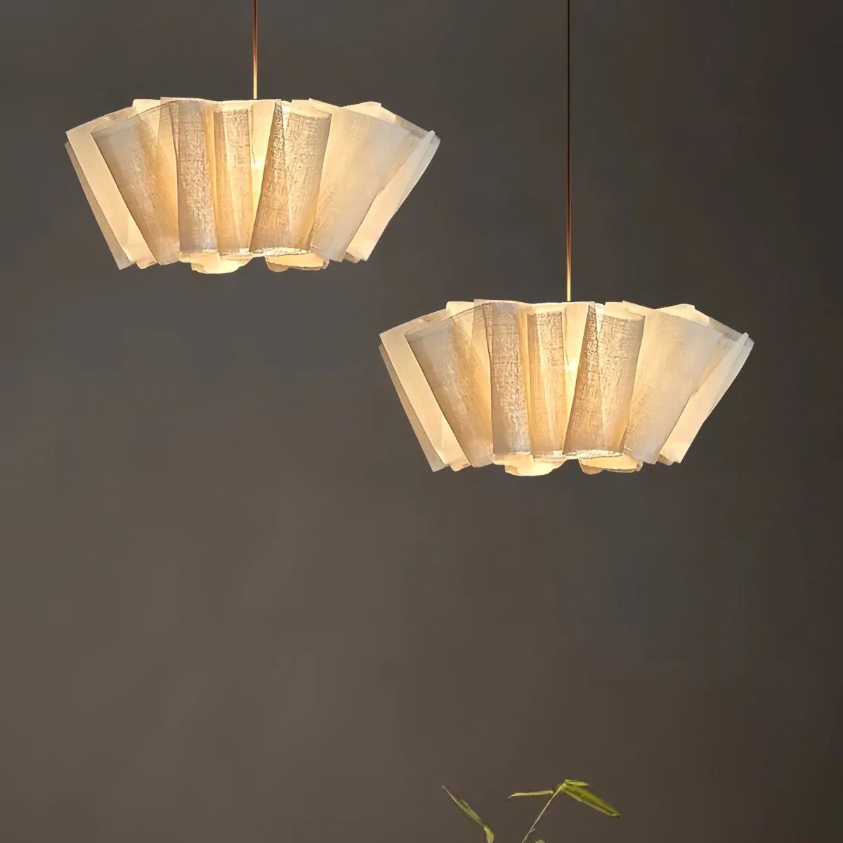 Minimalist pendant light with natural plant fiber shade and adjustable cord for dining room and bedroom decor