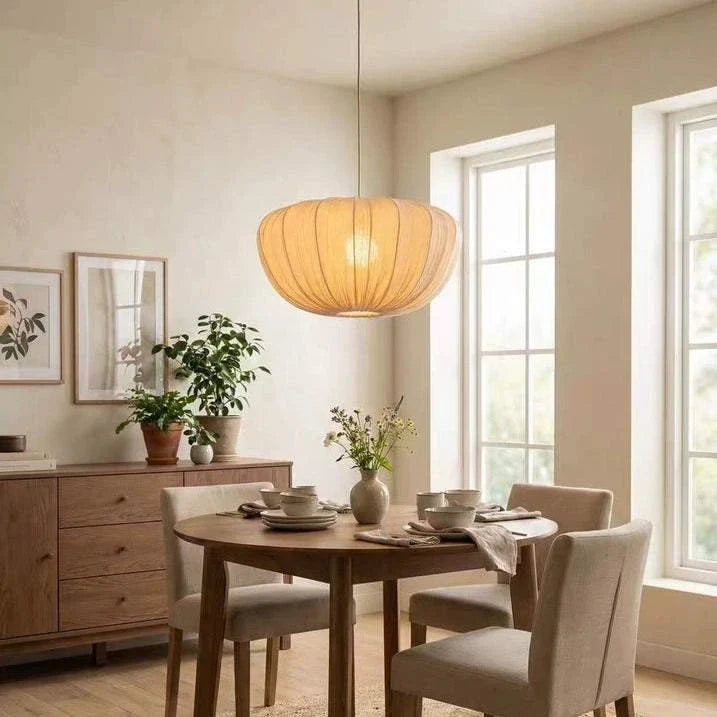 Wabi‑Sabi Fabric Pendant Light‑Mid‑Century Japanese Lamp for Dining Room & Teahouse