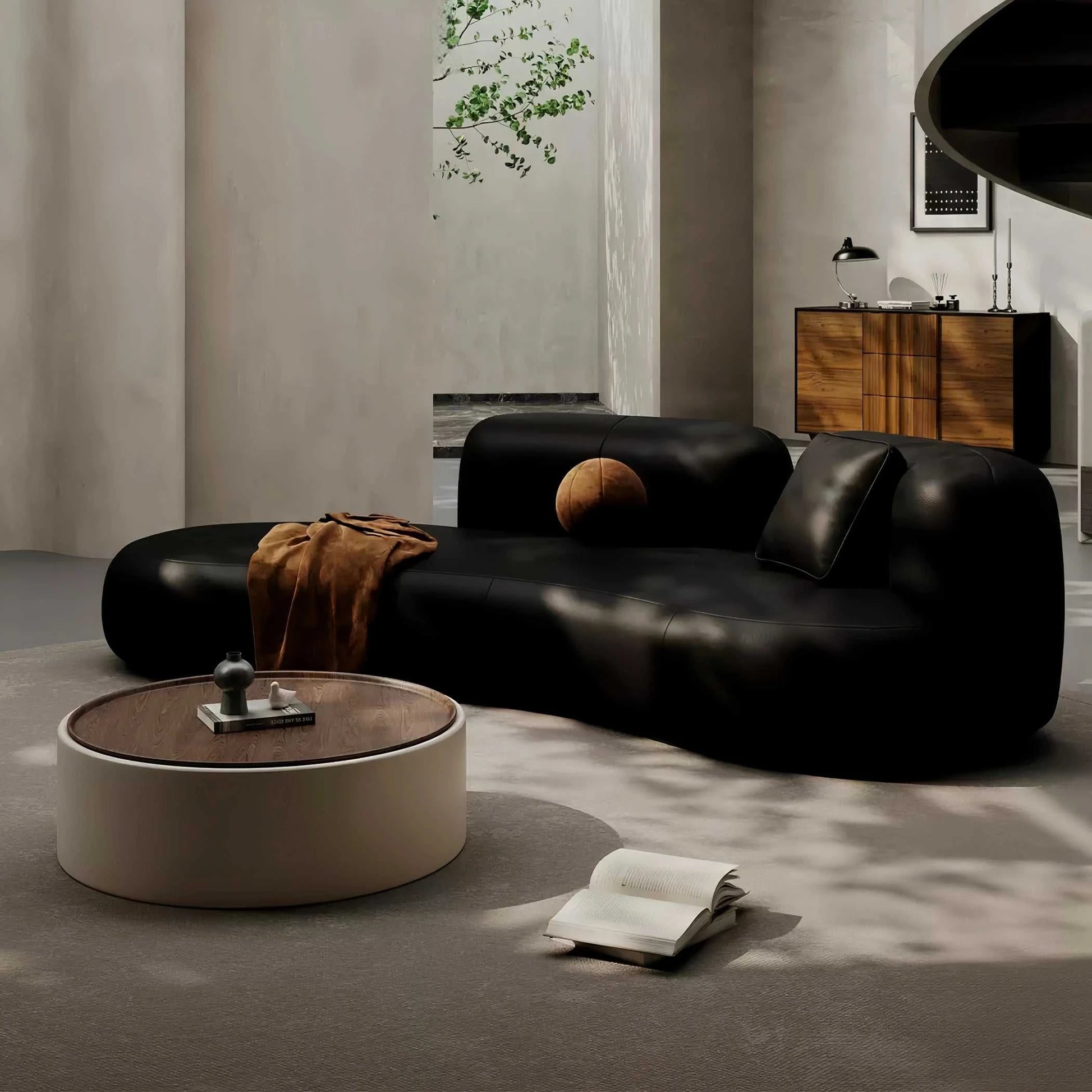 Cream curved sofa with retro light luxury design and stain-resistant easy-clean fabric for salons and boutiques