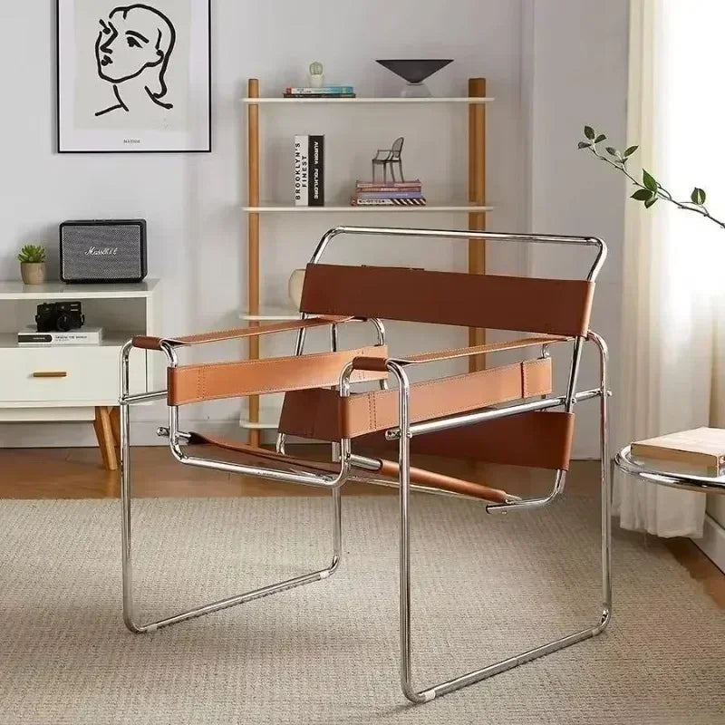 Nordic Leisure Chair - Industrial Style Saddle Leather Furniture