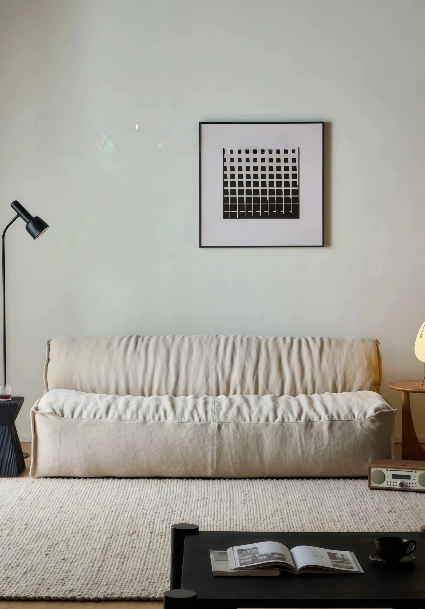Armless Linen Sofa - Wabi-Sabi Washable 2-Seater Borderless Couch for Small Spaces