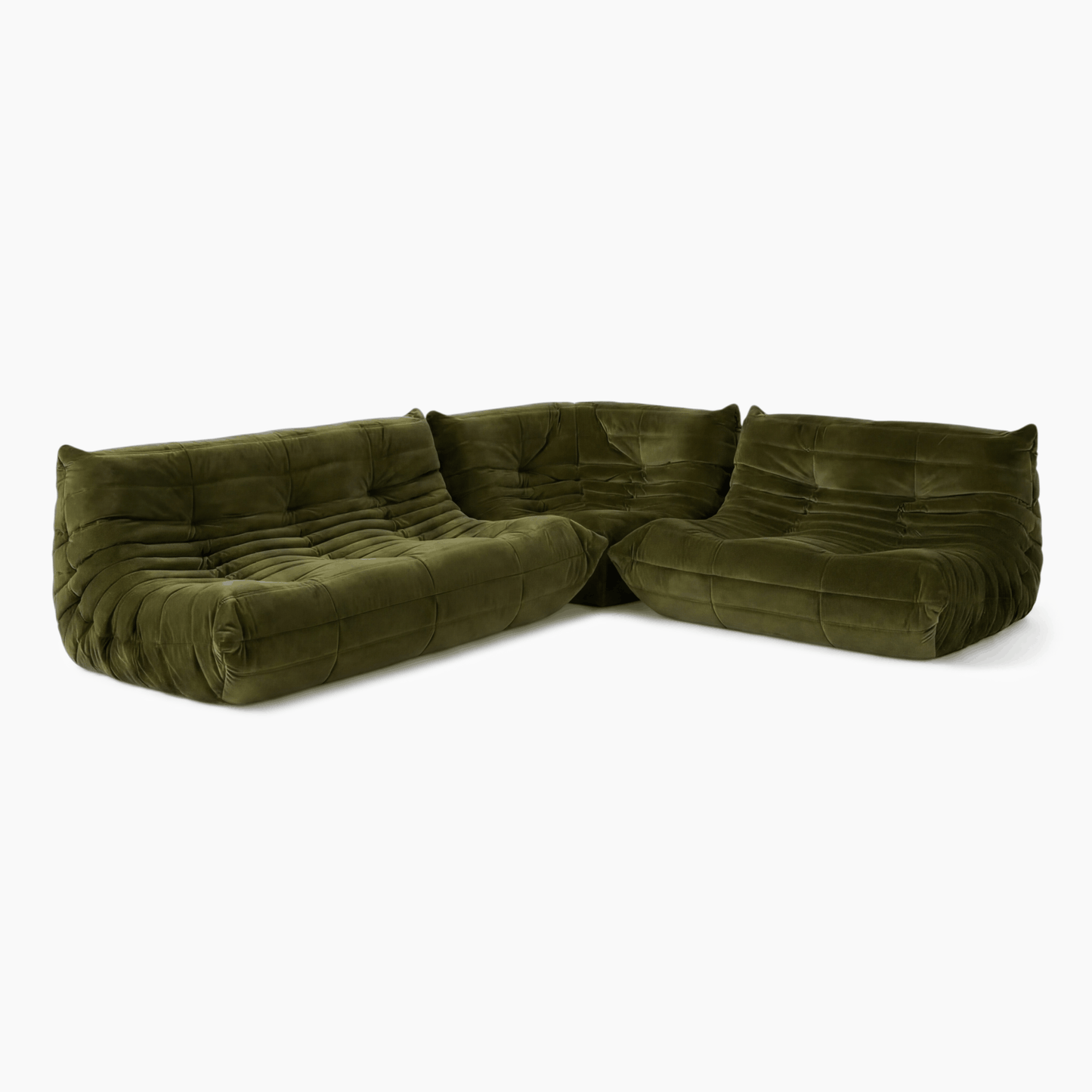 Ligne Roset Togo Sofa Replica – Vintage Green Velvet, Modern Modular Design