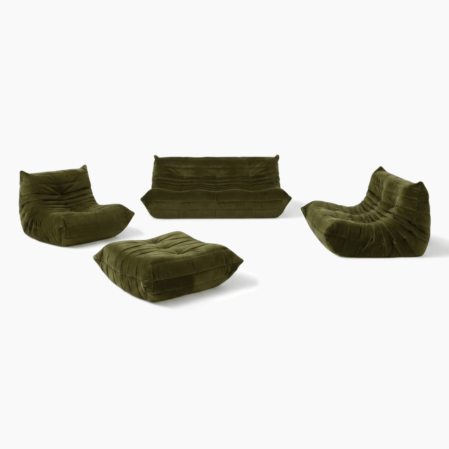 Ligne Roset Togo Sofa Replica – Vintage Green Velvet, Modern Modular Design
