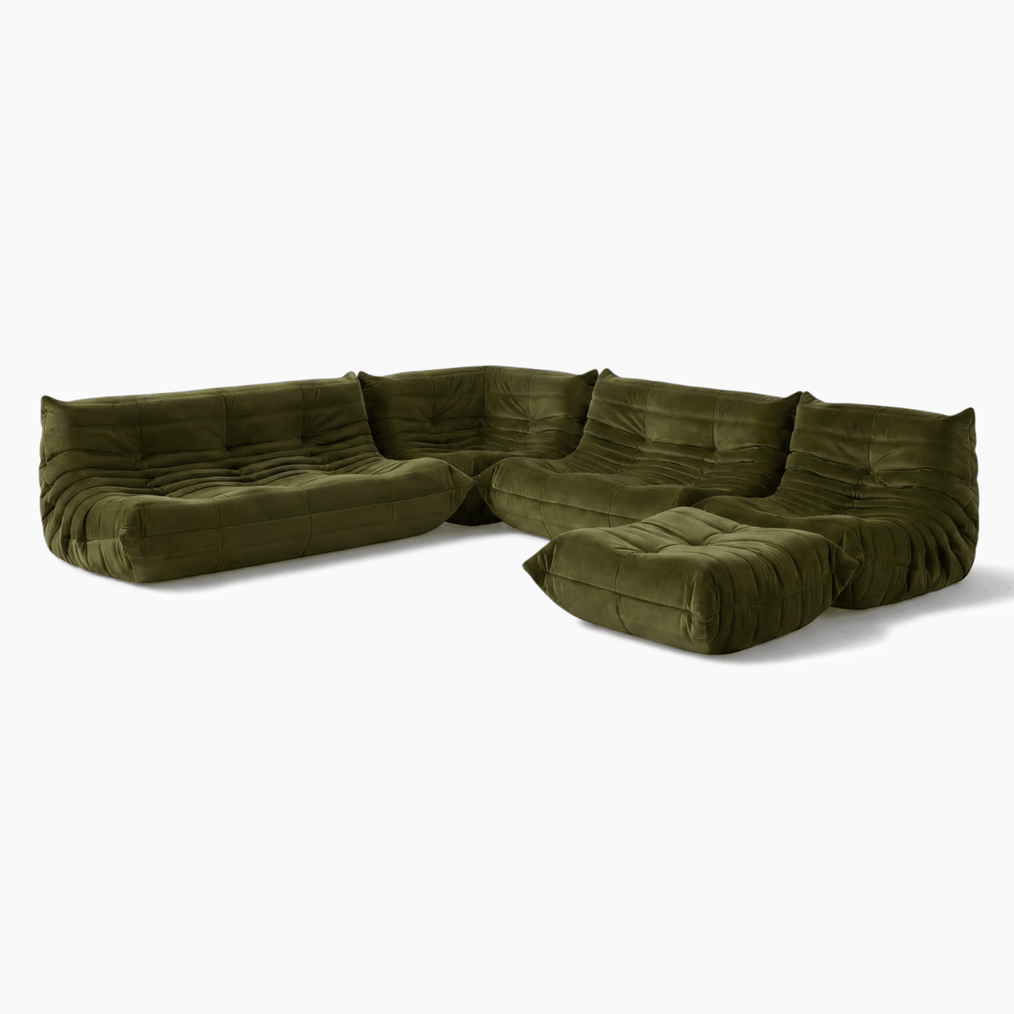 Ligne Roset Togo Sofa Replica – Vintage Green Velvet, Modern Modular Design