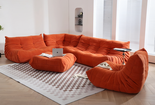 Corduroy Togo Sofa Set - Modern Style & Comfort - Set of Five