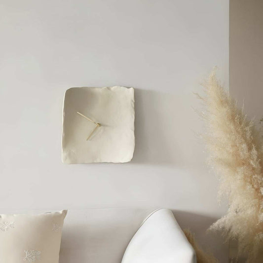 Vintage Pleated Wall Clock with minimalist Nordic wabi-sabi design and resin mirror surface