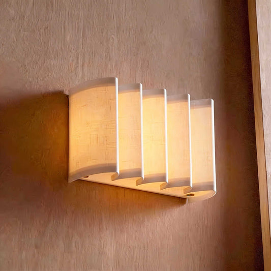 Wabi-Sabi Vintage Wall Sconce hand-woven Japanese style LED ambient lamp in linen finish for cozy hotel and home decor