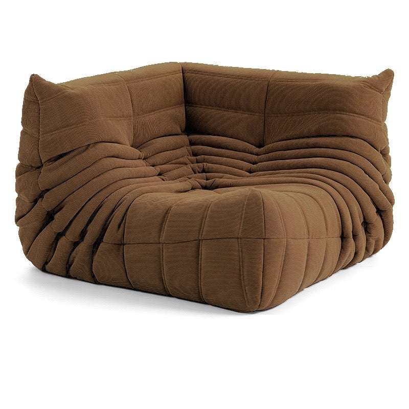 Brown Caterpillar corduroy corner sofa with plush cushioning for modern living spaces
