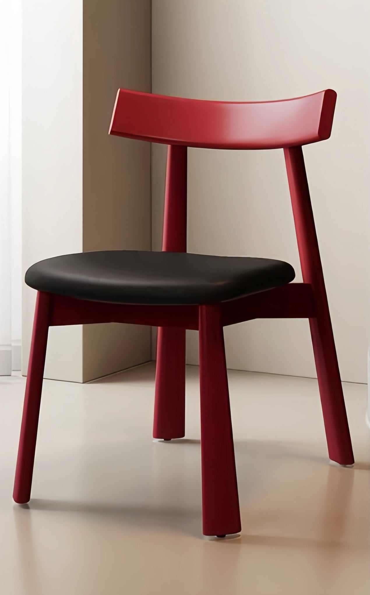 Modern minimalist solid wood oar backrest dining chair with leather padded seat for hotel and home use