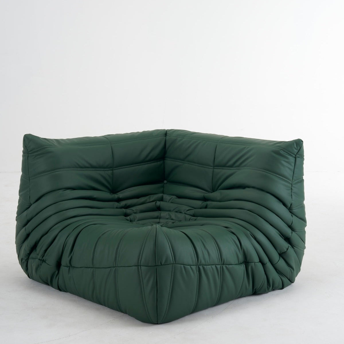 Customizable green leather Caterpillar corner sofa with ergonomic design and plush cushioning