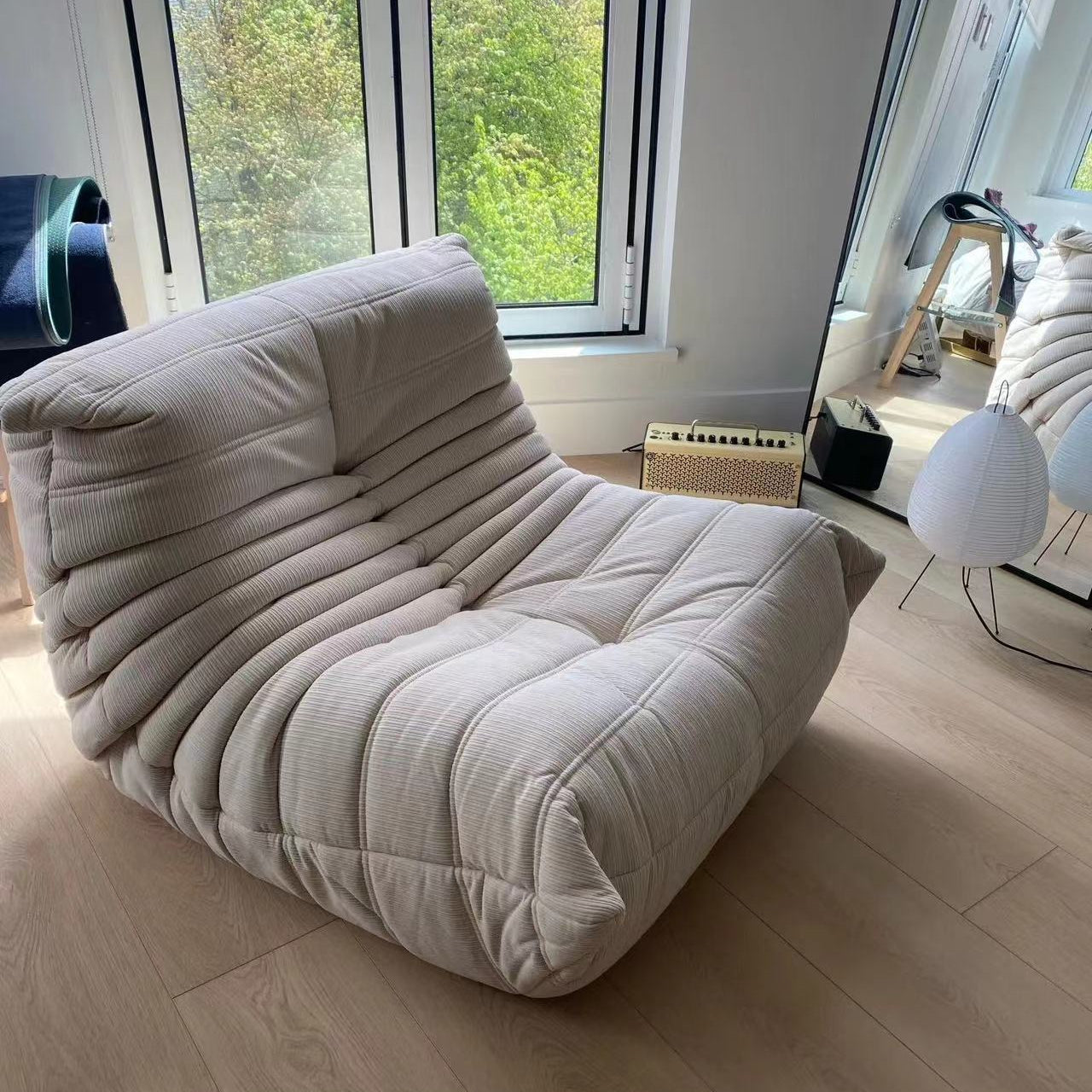 beige togo chair in corduroy - sparkledecor.com