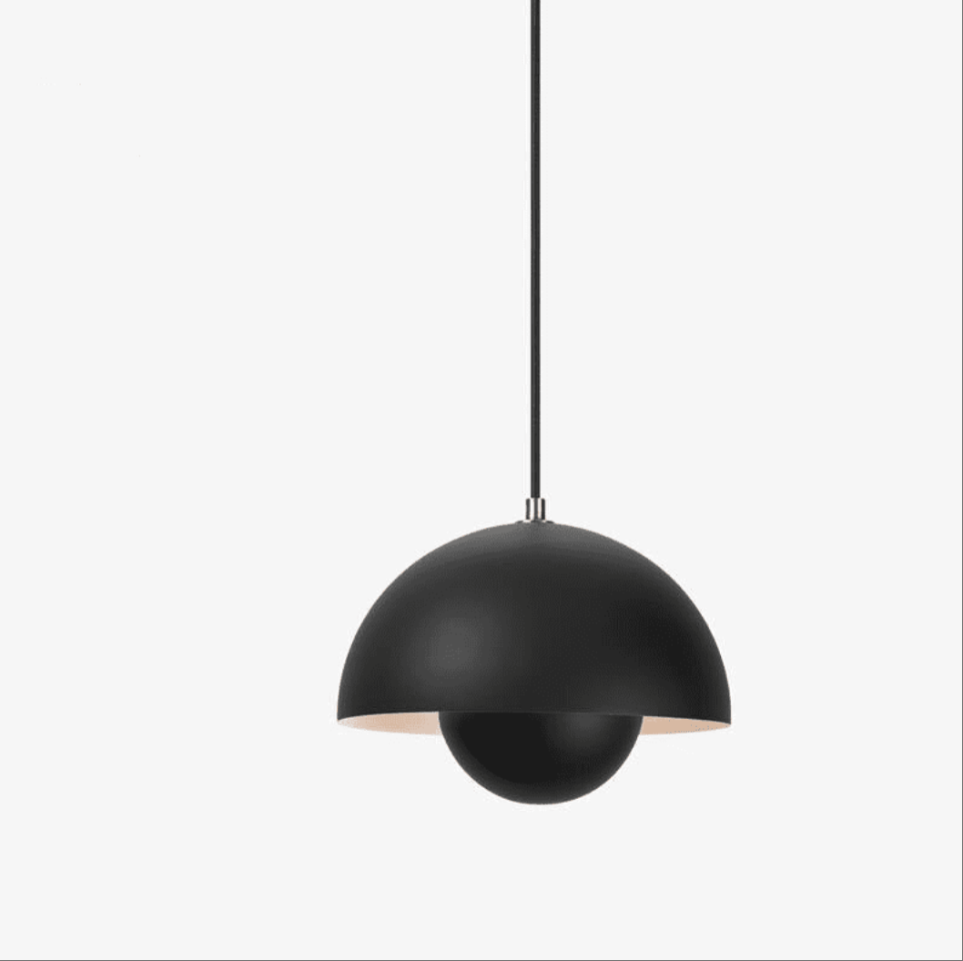Modern black kitchen island pendant lighting in Danish mushroom design with warm light and iron art finish