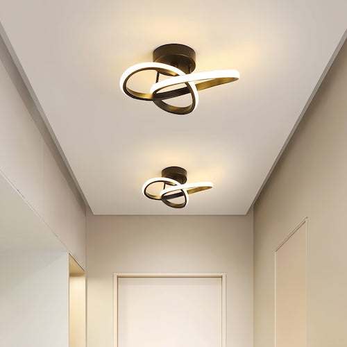 Modern ceiling lighting LED fixture with energy-efficient bulbs and sleek looping design