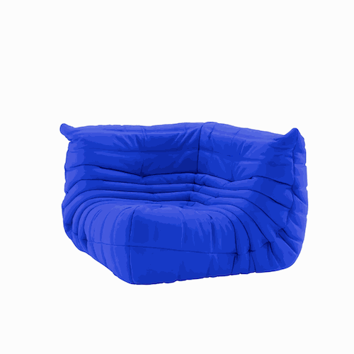 Luxurious Suede Togo Corner Sofa in vibrant blue suede upholstery with plush ergonomic design and customizable color options