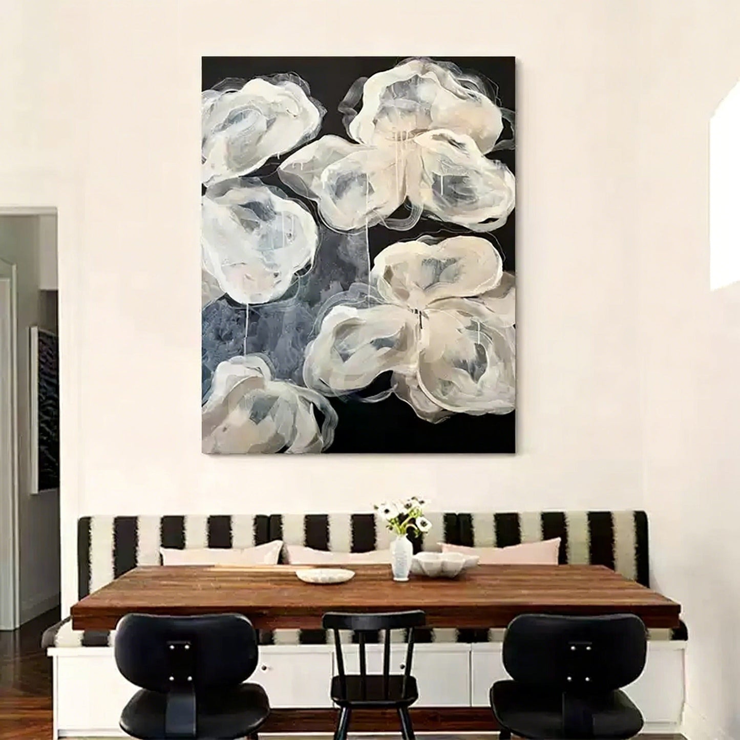 Hand-painted abstract oil painting titled Joy with rich textures for modern living room decor