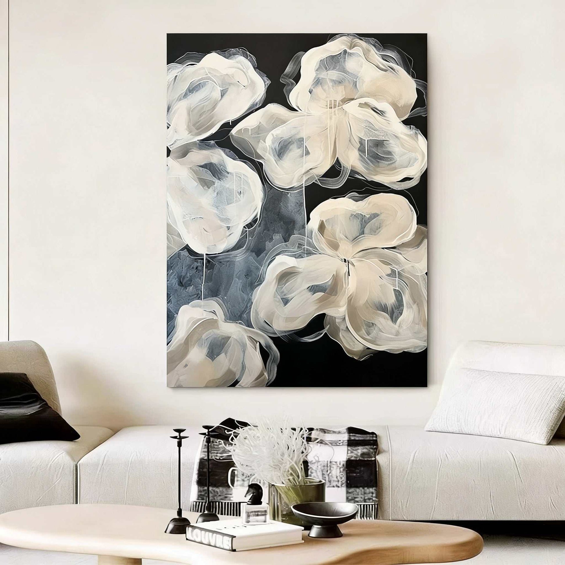 Hand-painted abstract oil painting titled Joy with rich textures for modern living room decor