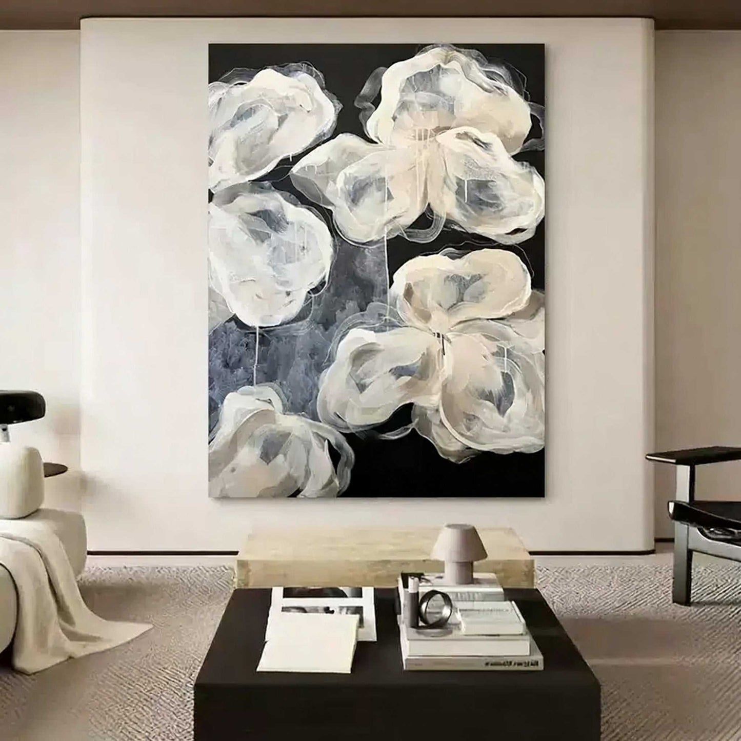 Hand-painted abstract oil painting titled Joy with rich textures for modern living room decor
