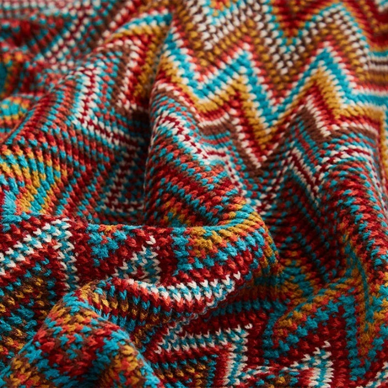 Boho Plaid Blanket & Corner Sofa Cover - Home, Hotel, Travel, Picnic E - sparkledecor.com