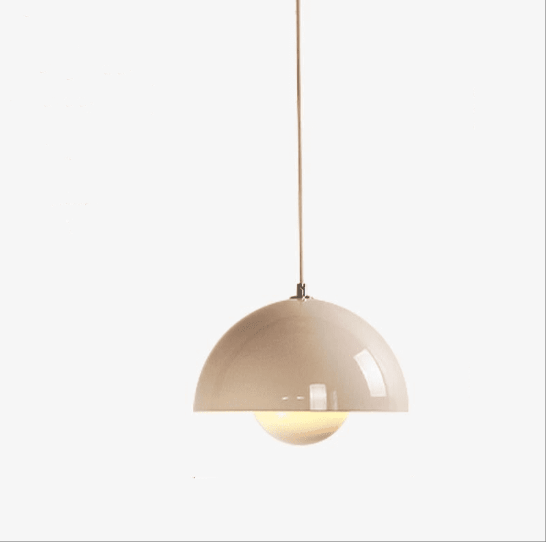 Modern Nordic Kitchen Island Pendant Lighting in cream with mushroom design and warm light