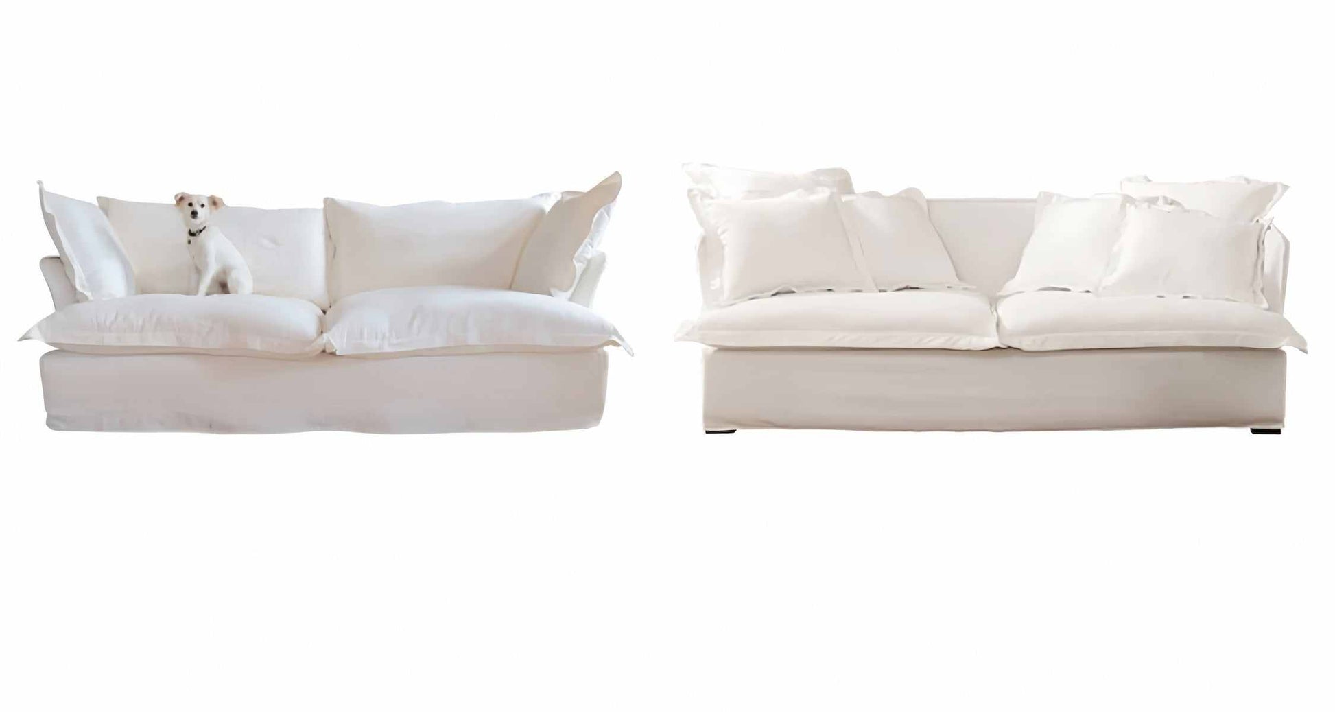 2-seater beige fabric cloud sofa with washable cover and movable design for modern small living spaces