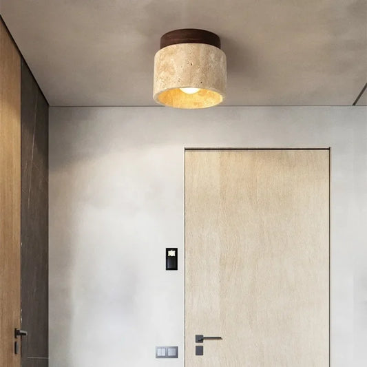 entrance Flush Mount Ceiling Light - Wabi Sabi Yellow Marble Design - sparkledecor.com