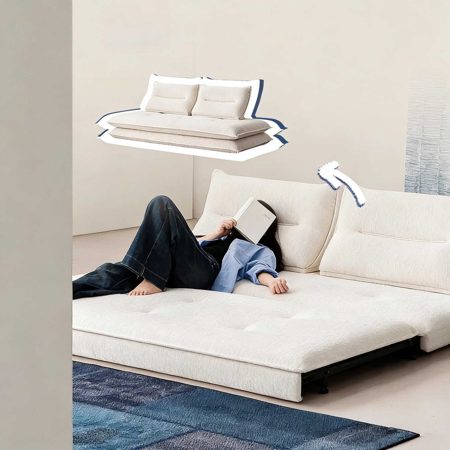 3-in-1 convertible velvet sofa bed in modern minimalist straight row design, removable washable fabric, single and triple seater options for versatile living room use