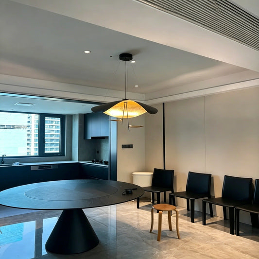 Black and gold foil modern minimalist luxury chandelier with LED light for living and dining room