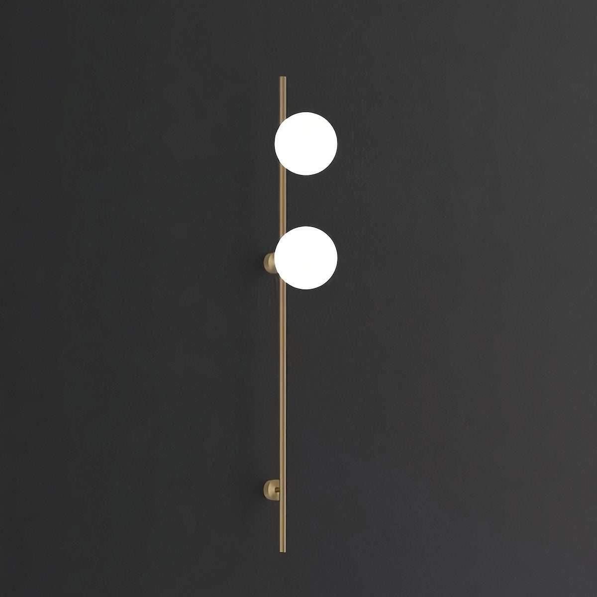 Minimalist brass wall sconce with cream glass shade and LED tricolor light for bedroom or living room