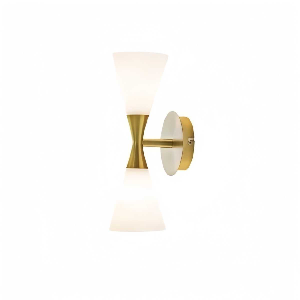 Nordic modern hourglass wall sconce with frosted glass and chrome finish for living room and bedroom lighting