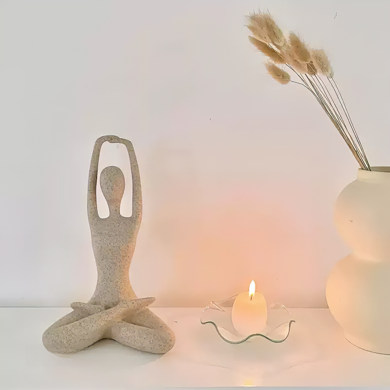 Minimalist abstract yoga figure desktop decor with Nordic artistic design