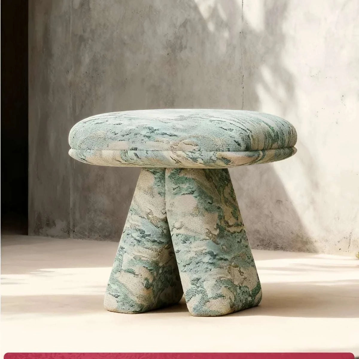 Nordic designer accent stool with textured fabric and 45D sponge filling for living room and bedroom