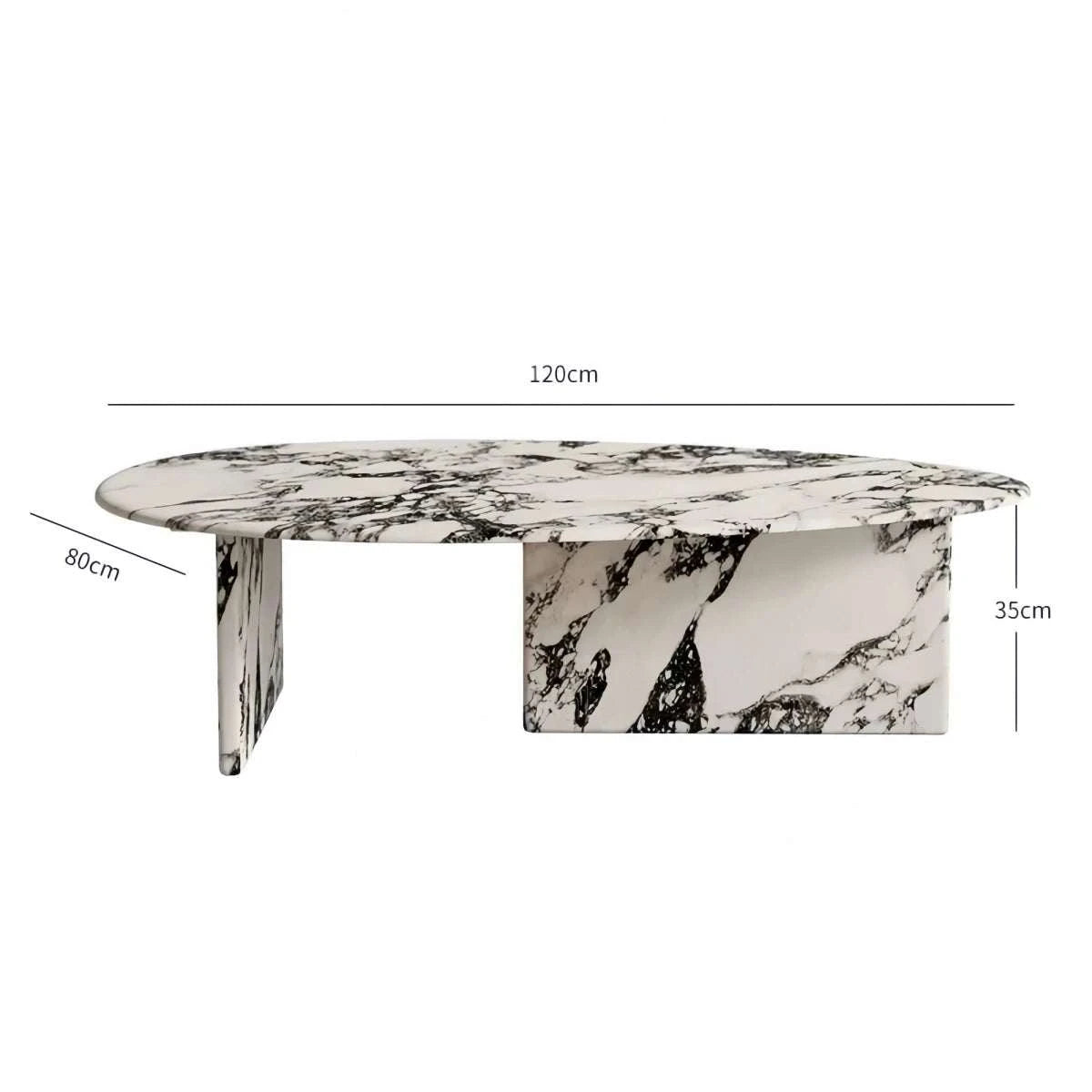 Cream retro Bulgari marble oval irregular coffee table for small living room