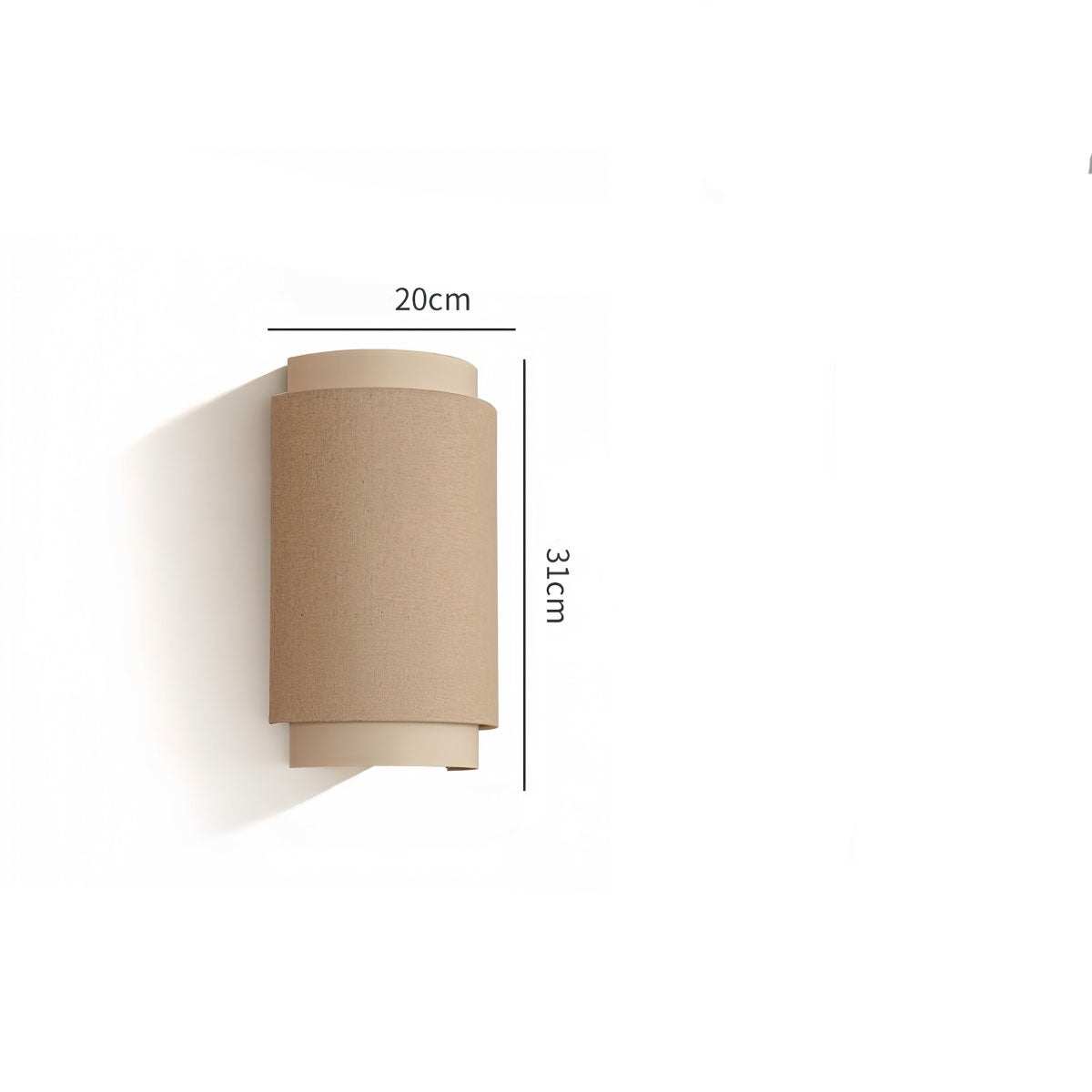 Minimalist Wabi-Sabi wall lamp with linen fabric shade and warm ambient light