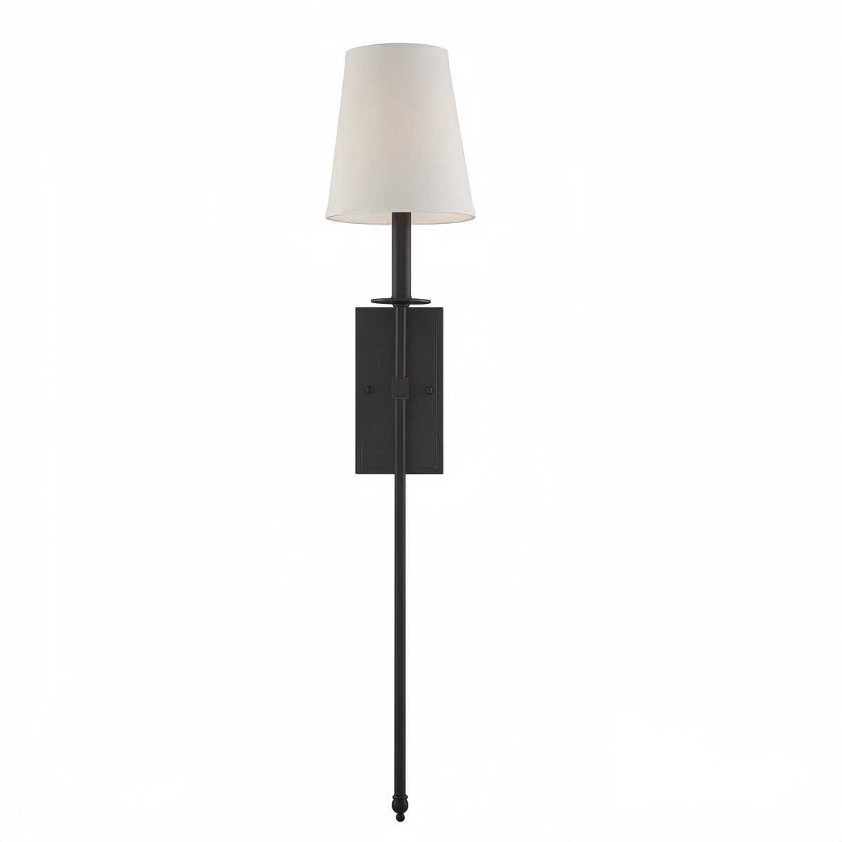 Black long-arm wall lamp with adjustable arm and minimalist Nordic design in black iron