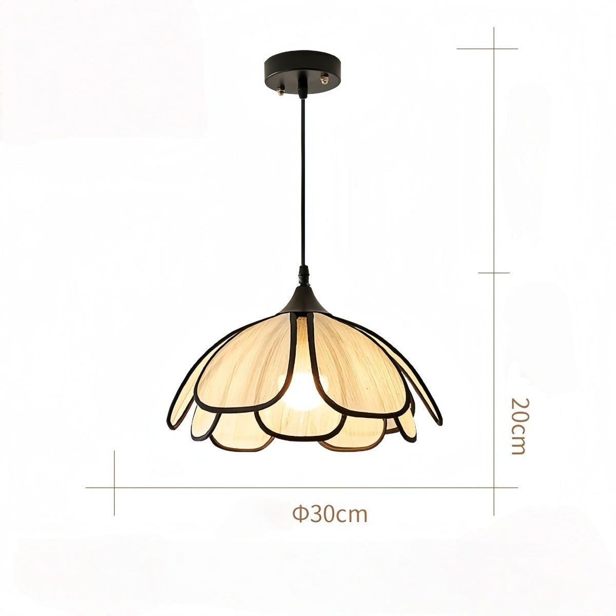 Cream-style pendant light with plant fiber shade and metal base in Nordic minimalist design for dining room