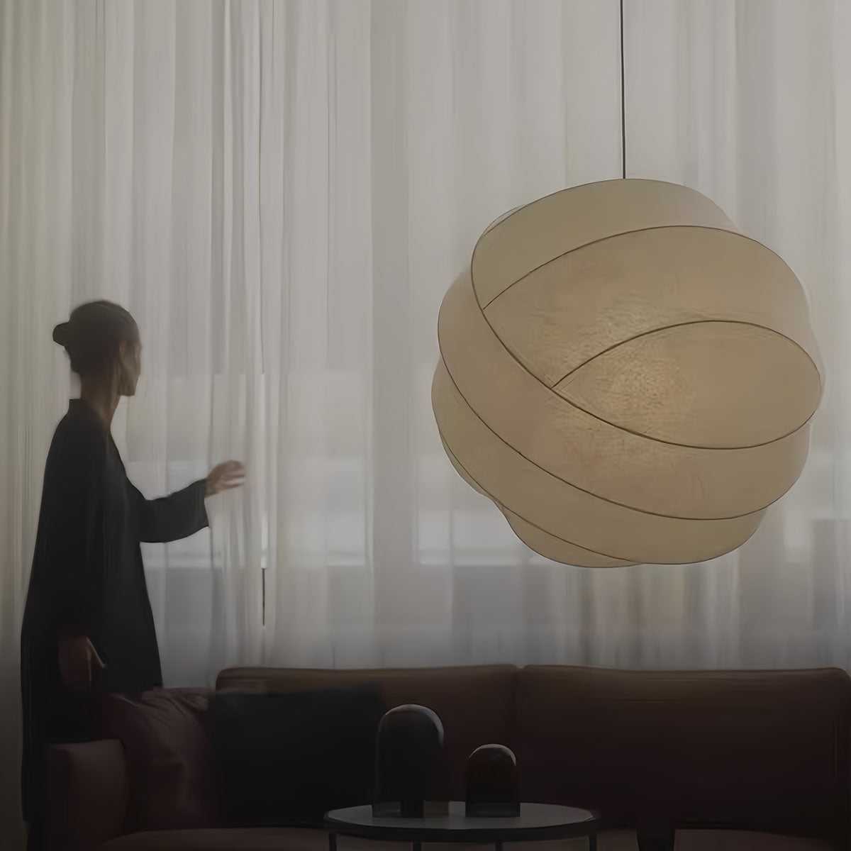 Wabi-Sabi Silk Pendant Light - Modern Minimalist Dining Lamp for Cozy Spaces