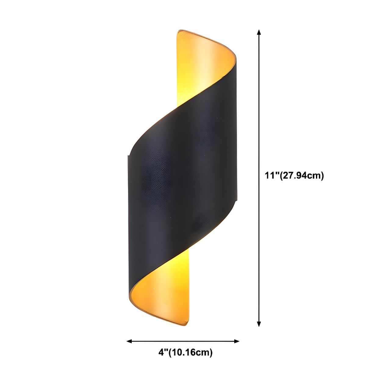 Postmodern unique 2-light metal sconce with black curved aluminum shade for ambient indoor lighting.