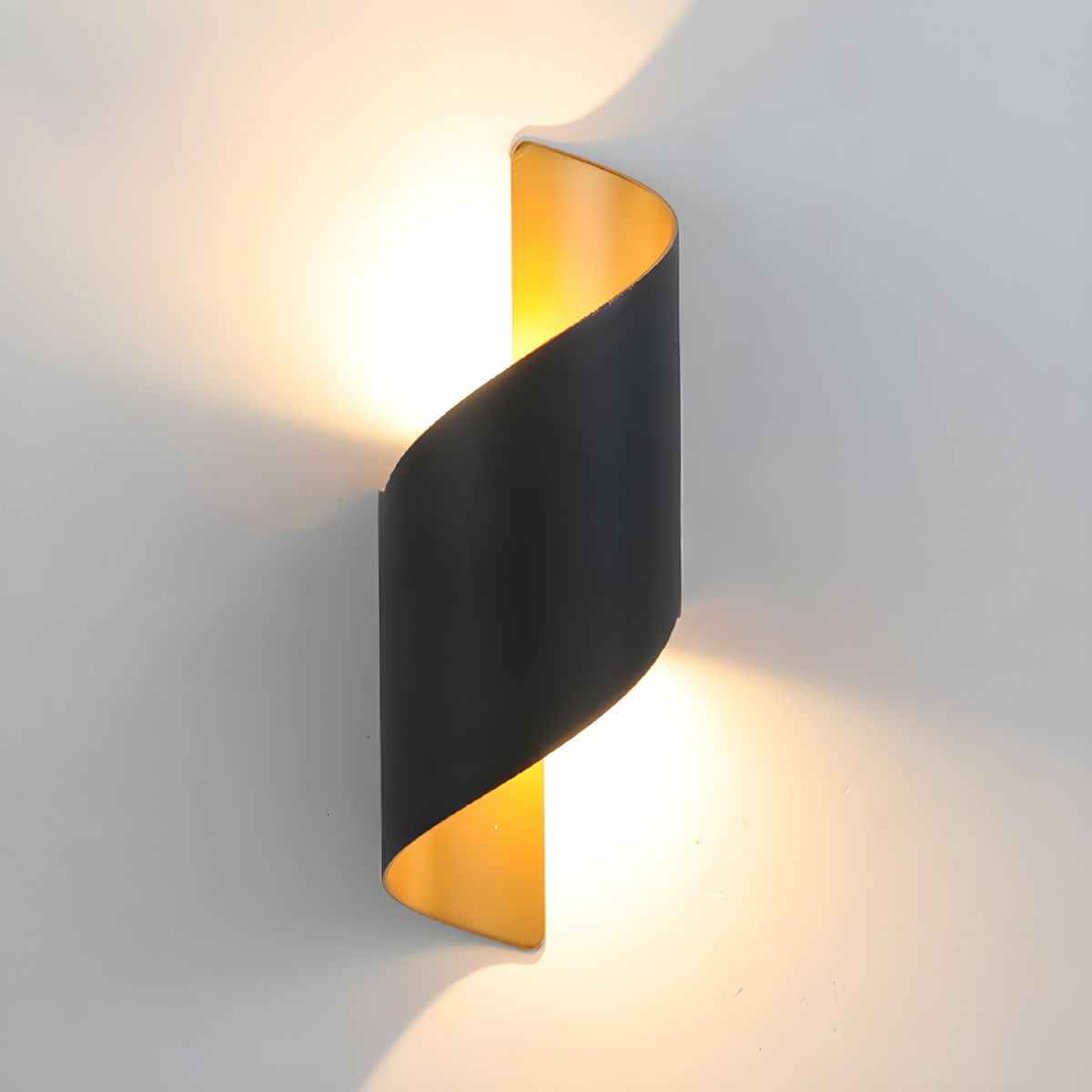 Postmodern unique sconce light black metal wall lamp with dual LED ambient lighting for bedroom and living room