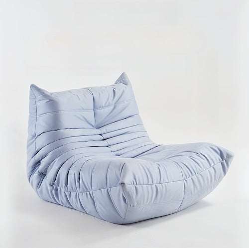 Light blue Togo Chair with plush, ergonomic design and suede velvet upholstery for ultimate comfort and style