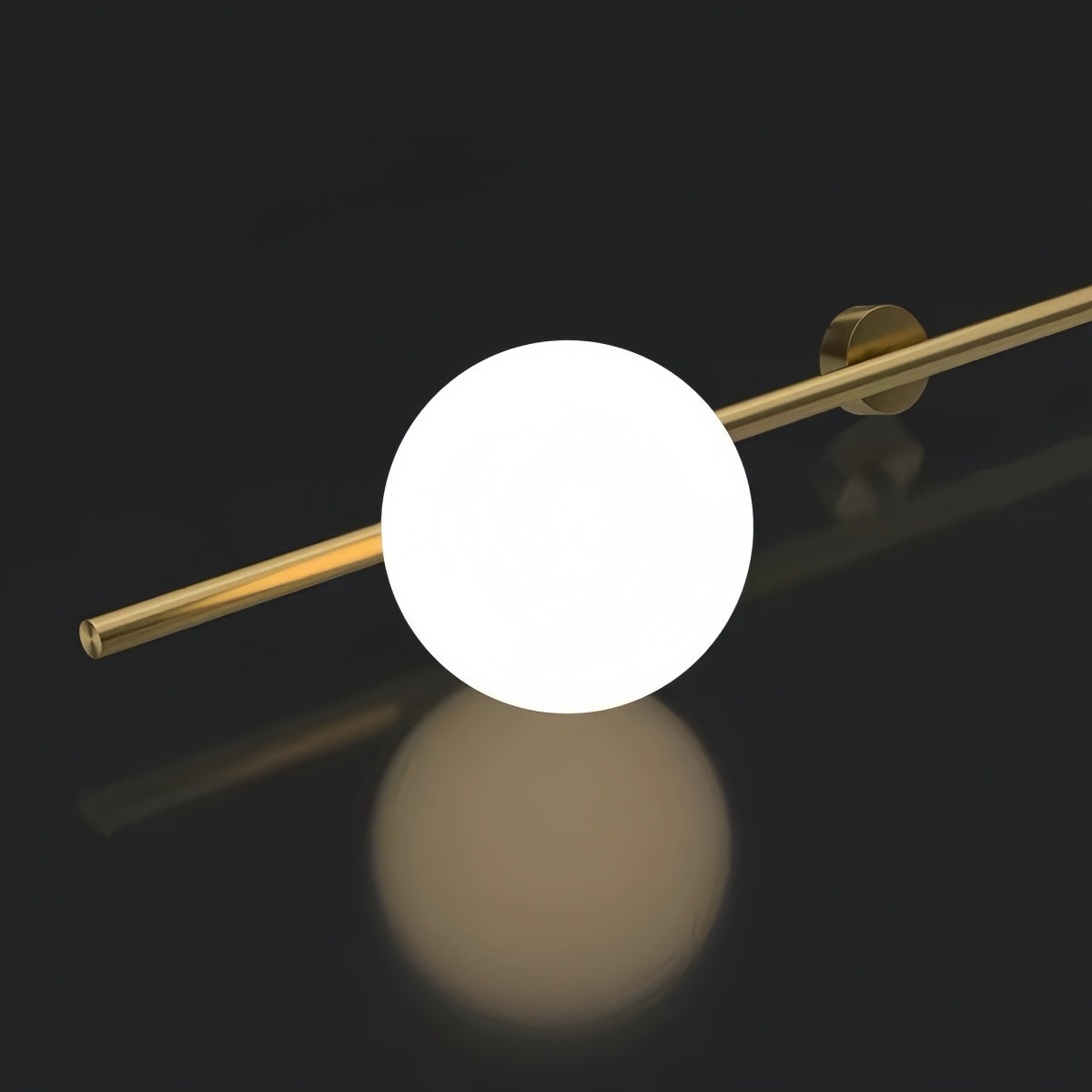 Minimalist brass wall sconce with cream-style glass shade and reinforced brass ceiling plate